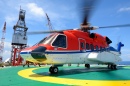 Helicopter on the Oil Rig Platform