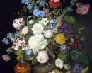 A Vase of Camelias, Pansies and Dahlias