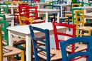 Colorful Chairs Outside A Restaurant