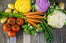 Fresh Vegetables on a Farm Table