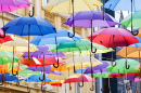 Street Decoration with Open Umbrellas