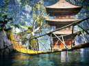 Japanese Buddhist Temple and Rope Bridge