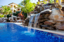 Swimming Pool Waterfall in the Caribbean