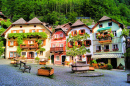 Village Square In Hallstatt, Austria