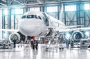 Passenger Aircraft in Airport Hangar