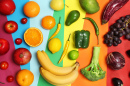 Rainbow of Fresh Vegetables and Fruits