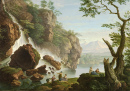 Bathers near a Waterfall