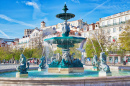 Rossio Square Fountain, Lisbon, Portugal