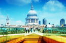 St. Paul`s Cathedral & Millennium Bridge, London