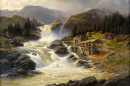 Norwegian Waterfall with Sawmill