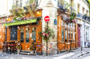 Parisian Cafe Decorated for Christmas