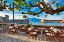 Greek Port Nafpaktos with Castle Walls