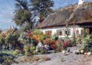 A Cottage Garden with Chickens