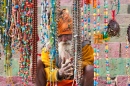 Indian Sadhu Prepares Dough for Chapati