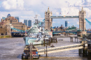 HMS Belfast and Tower Bridge, London