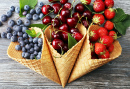 Berries in Waffle Cones