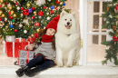 Little Girl with Her Dog