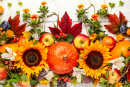 Pumpkins, Fruits and Fall Leaves