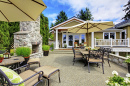 Patio with a Fireplace