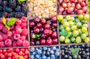 Colorful Berries in a Wooden Box