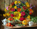 Still Life with Flowers and Vegetables