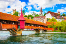 Chapel Bridge and Lake in Lucerne, Switzerland