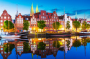 Old Town Pier in Lubeck, Germany