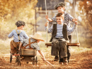 Boys in an Autumn Park