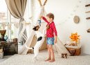 Girl Training a Fox Terrier Dog